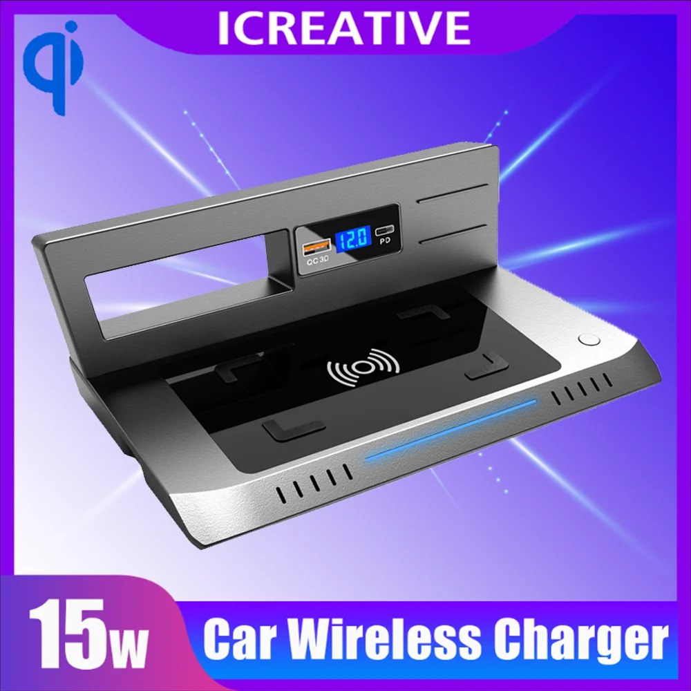 Car wireless charger QI 15W For Volkswagen Tiguan L MK2 2017 2018 2019 fast Mobile phone charger charging plate Accessories