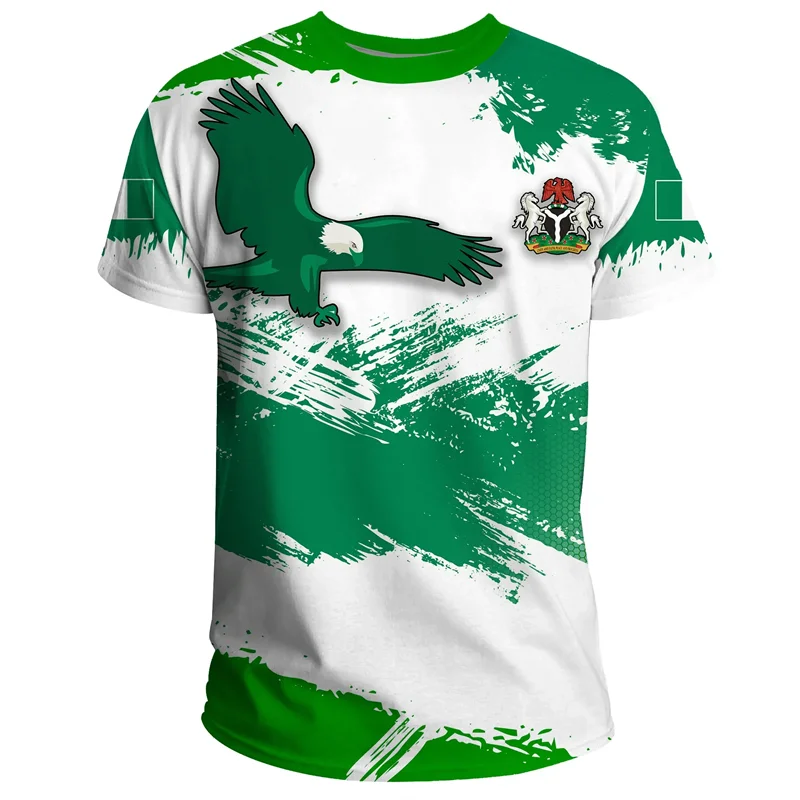 

Nigeria Coat of Arms 3D Printed T-shirt Men Nigerian National Emblem Graphic Tee Summer Short Sleeve Streetwear Mens Casual Tops