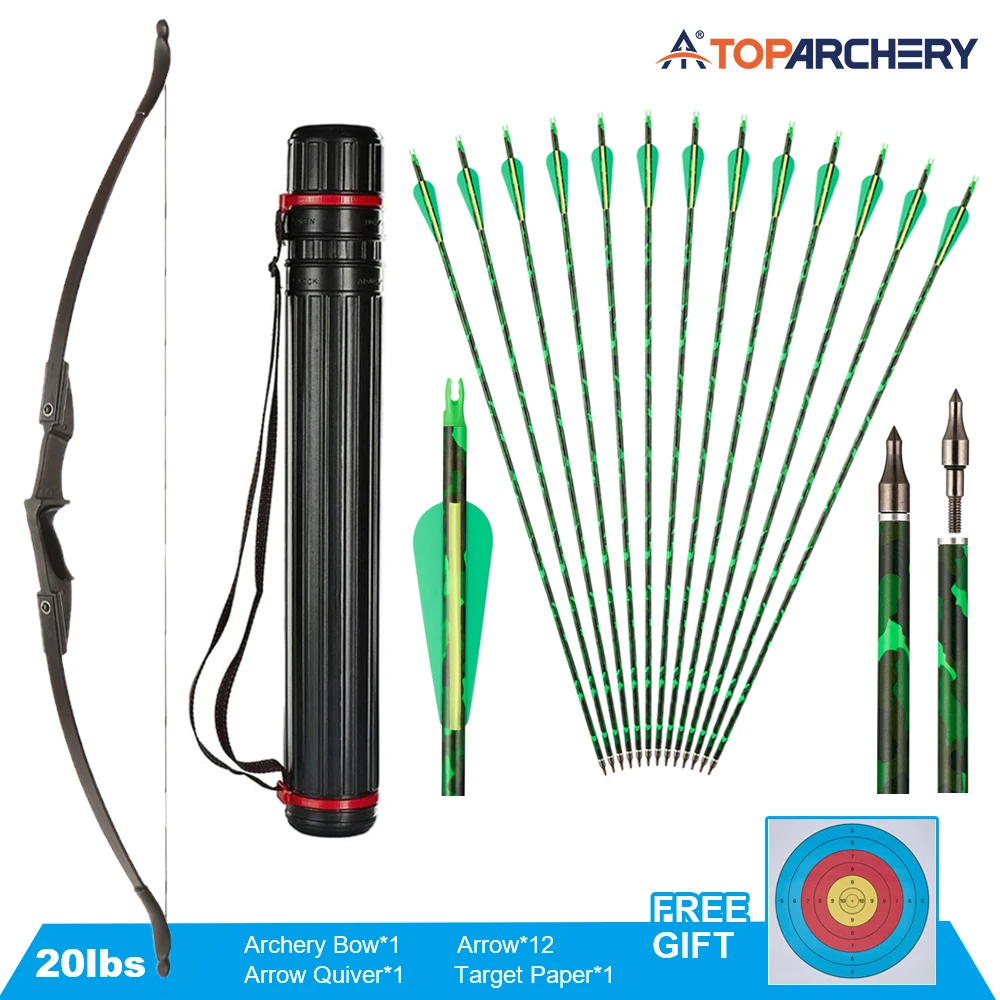 Toparchery-Right or Left Handed Takedown Recurve Bow, Outdoor Shooting, Hunting Sports, Arrow Training Set, Black, 20-40lbs, 57