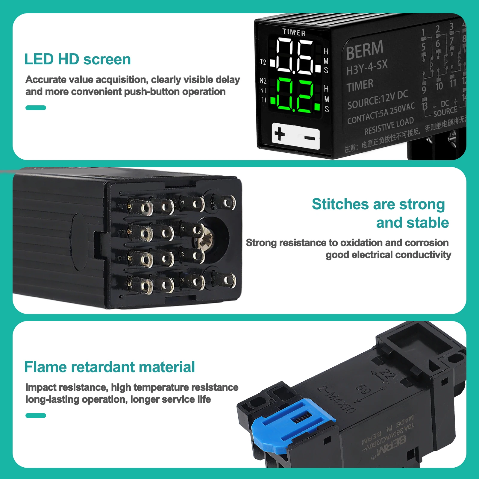 Adjustable Delay Timer Relay Digital Time Relay 14-pin Model Time Relay 5A 250VAC Contact Capacity 8-pin Model Time Relay
