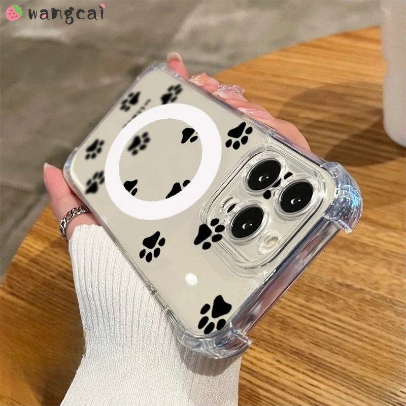 For Realme C75 C67 14 Pro Plus + 14X V60 Pro GT 7 Pro Neo 7 5G 4G Cover Cute Cartoon Dog Paw Clear Anti-fall Soft Phone Case