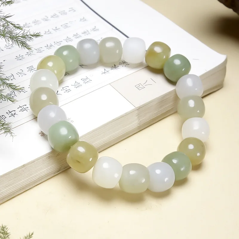 Fine Jewelry Natural Hetian Nephrite Jade Duo Bao Hand String