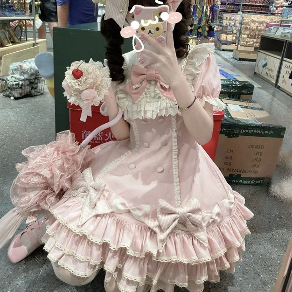 NONSAR Japán nyelv Andalító Lolita Optikai ruhát Nők aranyos Meghajlás ruffles Csekély derékon Hercegnő Avatás dresses Választékos Bedöglik kawaii Árverseny ruhát