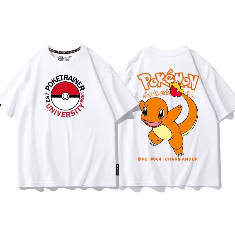 ポケモンアニメ両面プリントコットン Tシャツ夏の新アイテム女性のプラスサイズ Tシャツ Y2K ルーズカジュアル半袖トップ