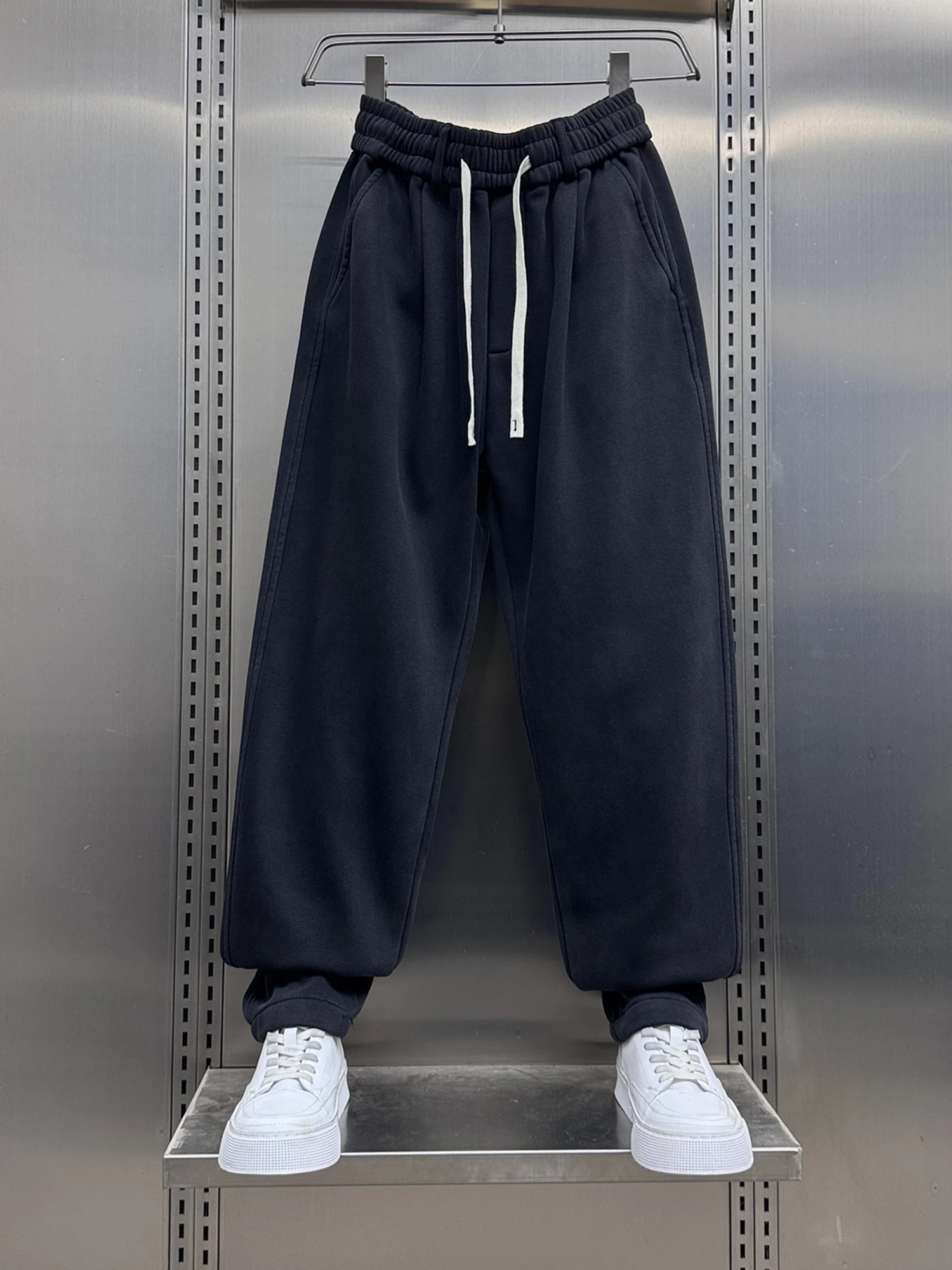 

Мужские повседневные спортивные брюки-карго с флисовой подкладкой, на резинке, свободного кроя, прямые, теплые, комфортные, осенне-зимние