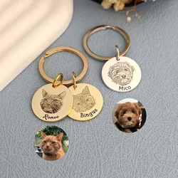 Pet Portrait Keychain Animal Lovers Pet Loss Gift for Women Coin Key Ring Cat Lover Gift Personalized Pet Memorial Image Gift
