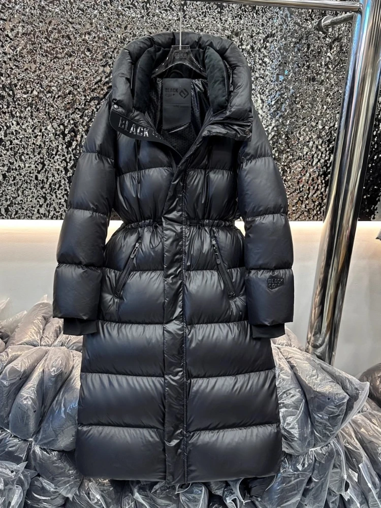 

Новинка 2025 года, зимняя удлиненная куртка-пуховик, парка-пуховик, 90% белое утиное пальто, женское утепленное теплое черное глянцевое пушистое пальто