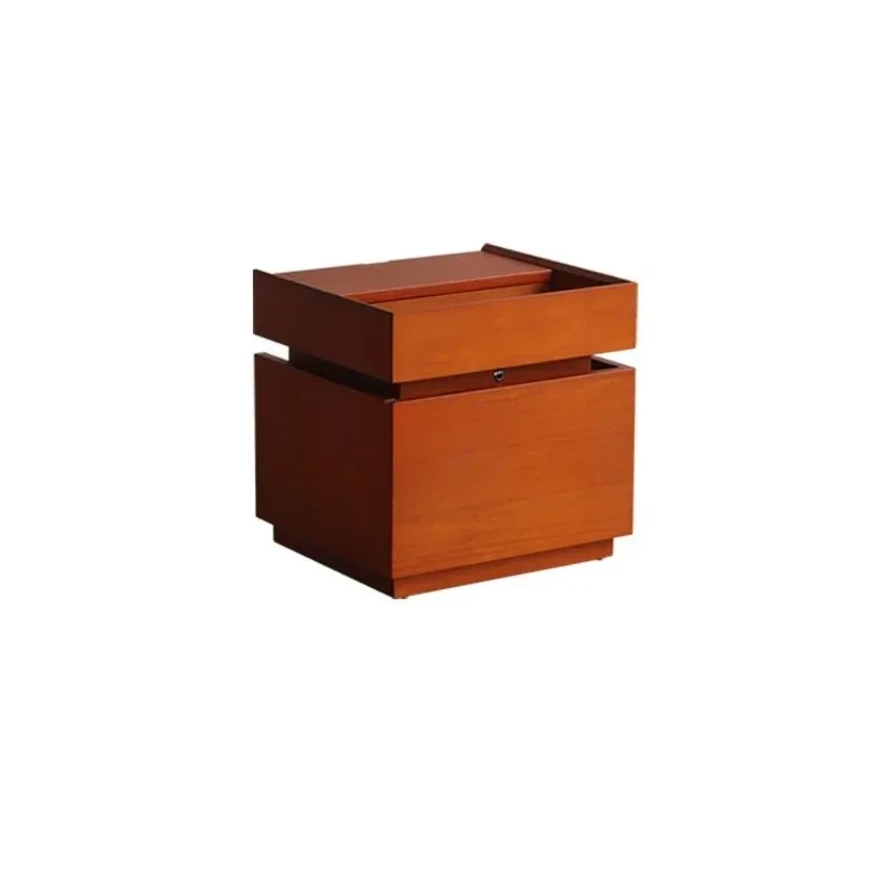 Y1 Retro solid wood bedside table Side cabinet Bedroom locker with light strip Log furniture
