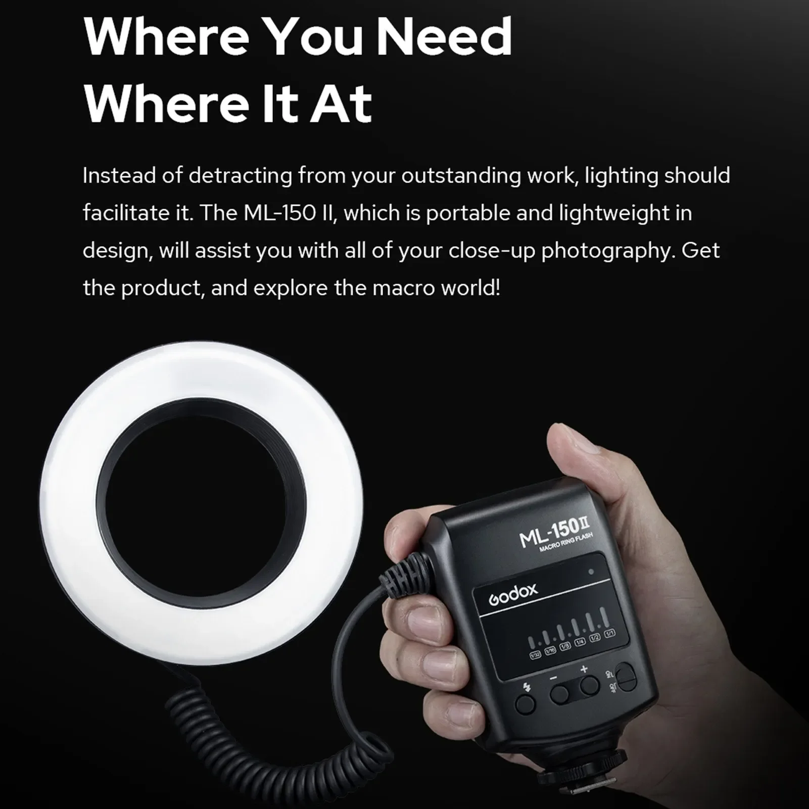 Godox ML150II ML-150II Macro LED Ring Flitser op Camera Ring Flitslicht voor Sony Canon Nikon Fuji Olympus Panasonic DSLR Camera