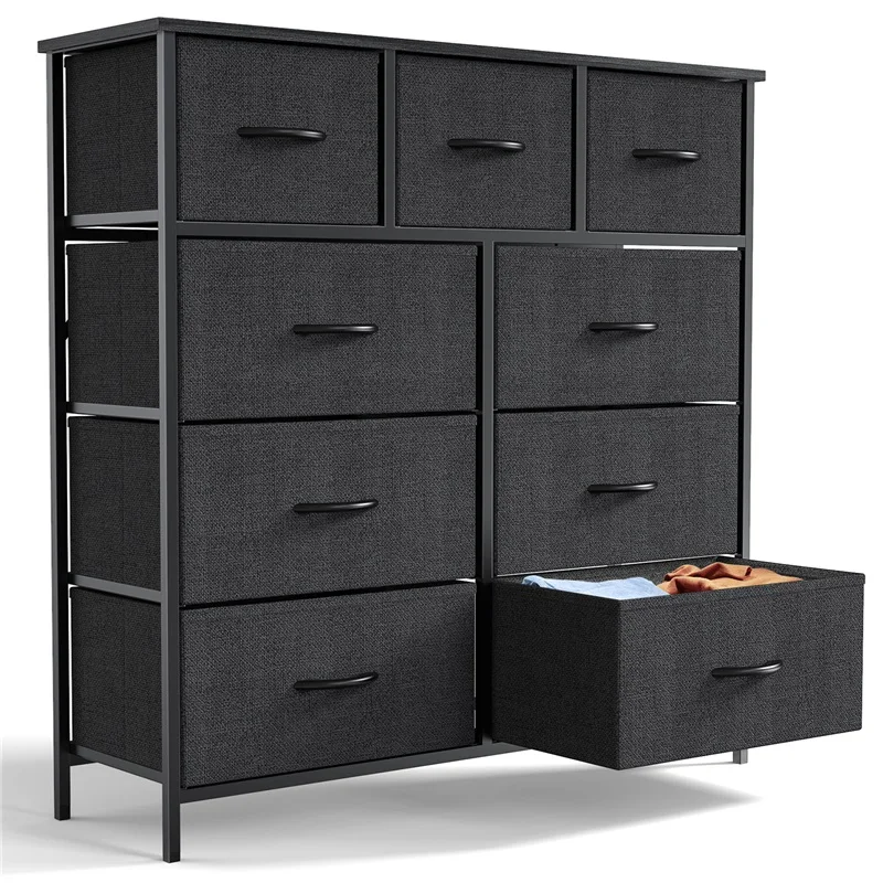 Dresser for Bedroom Storage Drawers, Fabric Storage Tower with 4/5/6/7/8/9/10 Drawers Sturdy Metal Frame