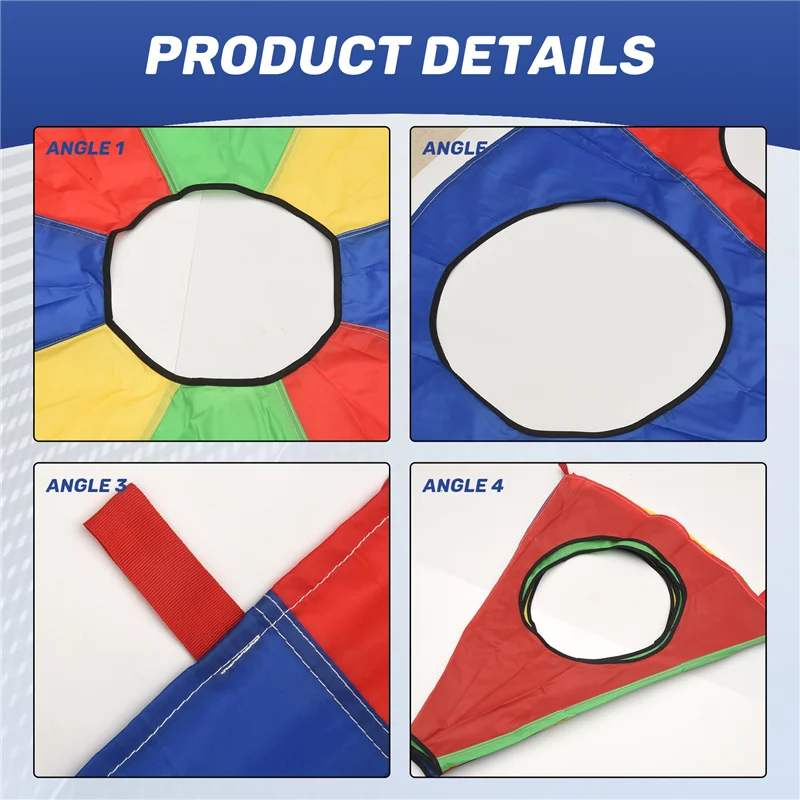 

FRIHA-Rainbow Parachute Parachute 6 футов, игра с парашютом для игр на открытом воздухе (с мышью), активность с 3 воздушными палочками, 2 м