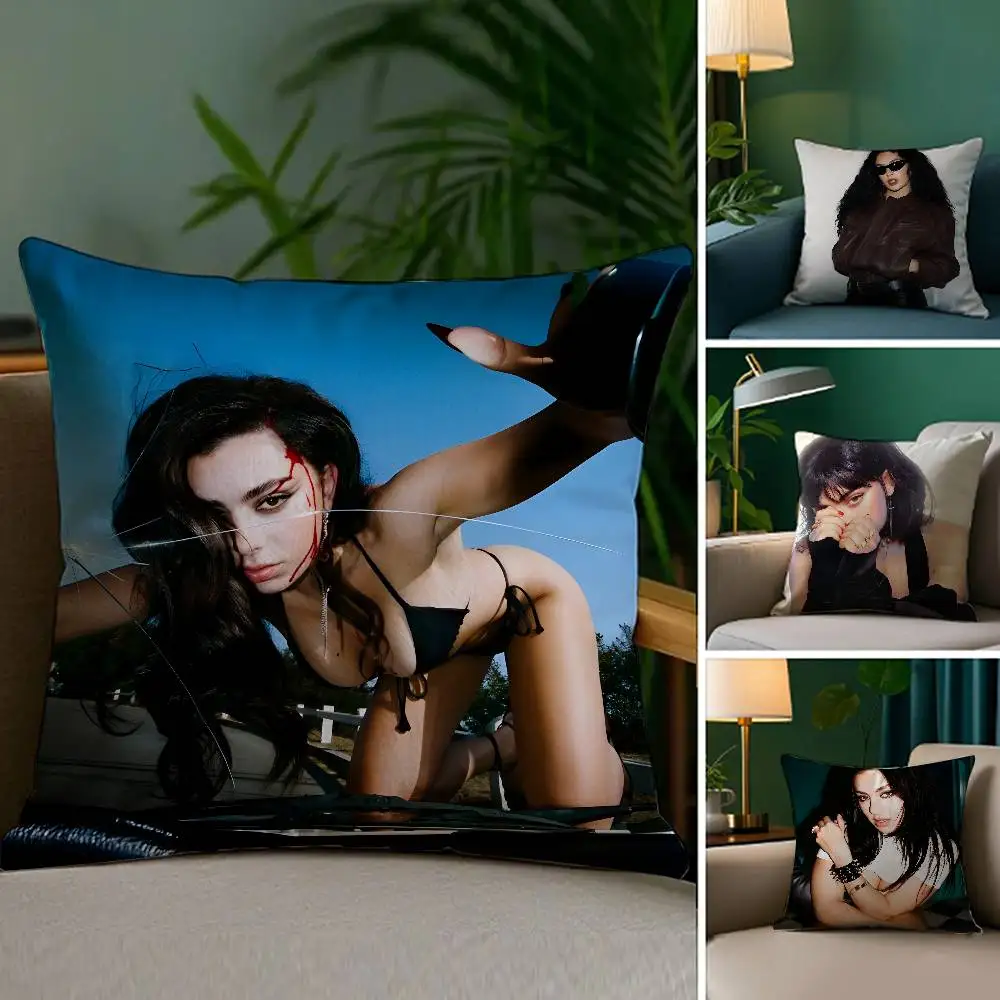 

Pop Singer C-CharliS XCX Pillow Case Soft Plush Fabric Double Sided Print Decorative Home Living Room Gift Cushion Cover