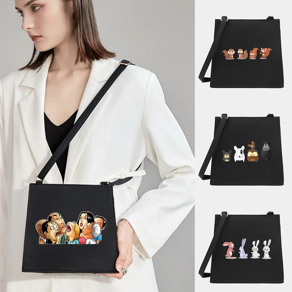 New Fashion Wild Women Shoulder Messenger Small Square Bags Trendy Cartoon Series Pattern Designer Commute Handbag Tote Bags