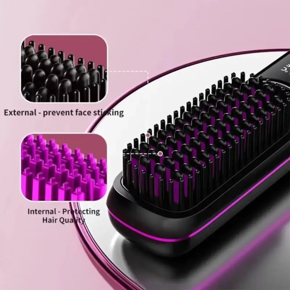 Digital Display Hair Straightening Comb 3 Level Adjustables 160-200C° Hair Styling Tool Anti-Scald Ceramic Heating