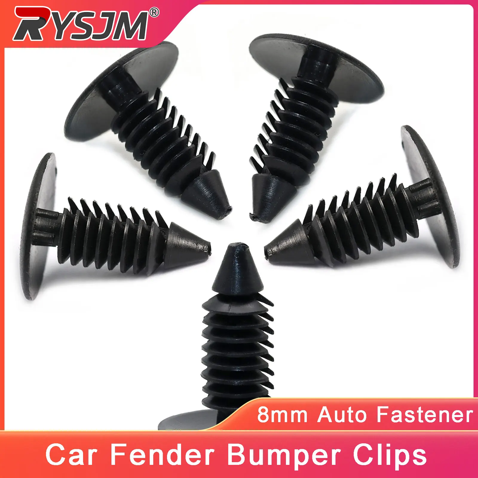 100Pcs 8MM Auto Fastener Universal Car Clips Fender Bumper Plastic Car Door Trim Bumper Rivets Clip Screws Fasteners