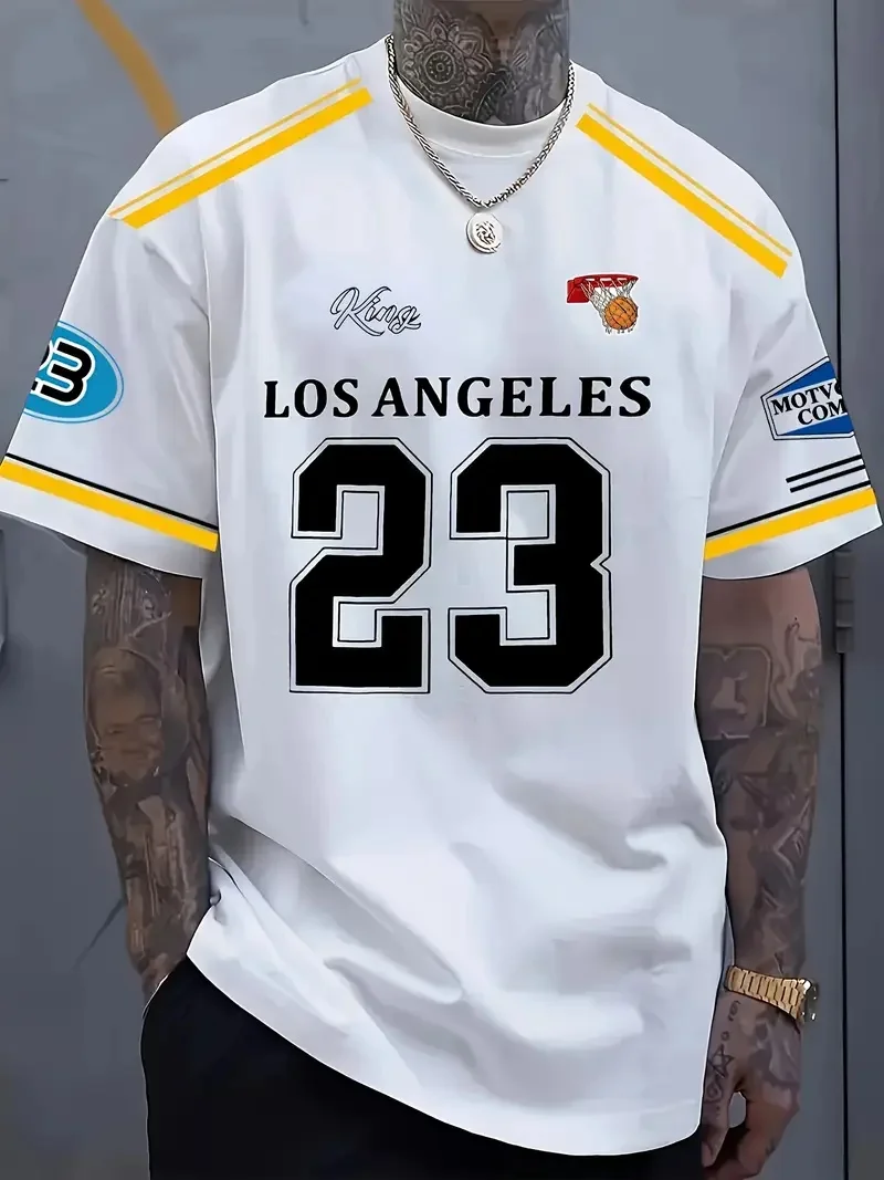 

2025 New Hot Selling T-shirt Men's KING Round Neck Men's Chicago No.23 3D Printed Fashion Leisure Sports T-shirt