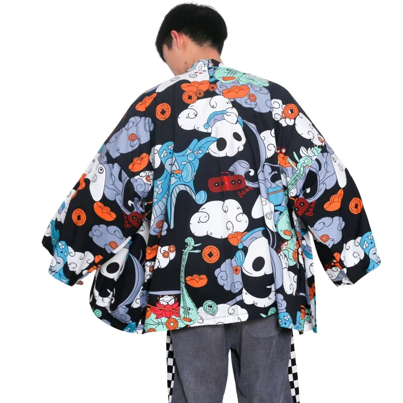 Japanese Kimono Yukata Samurai Kimono Man Panda Print Shirt Clothes Harajuku Cardigan For Men Traditional Haori Kimono Women