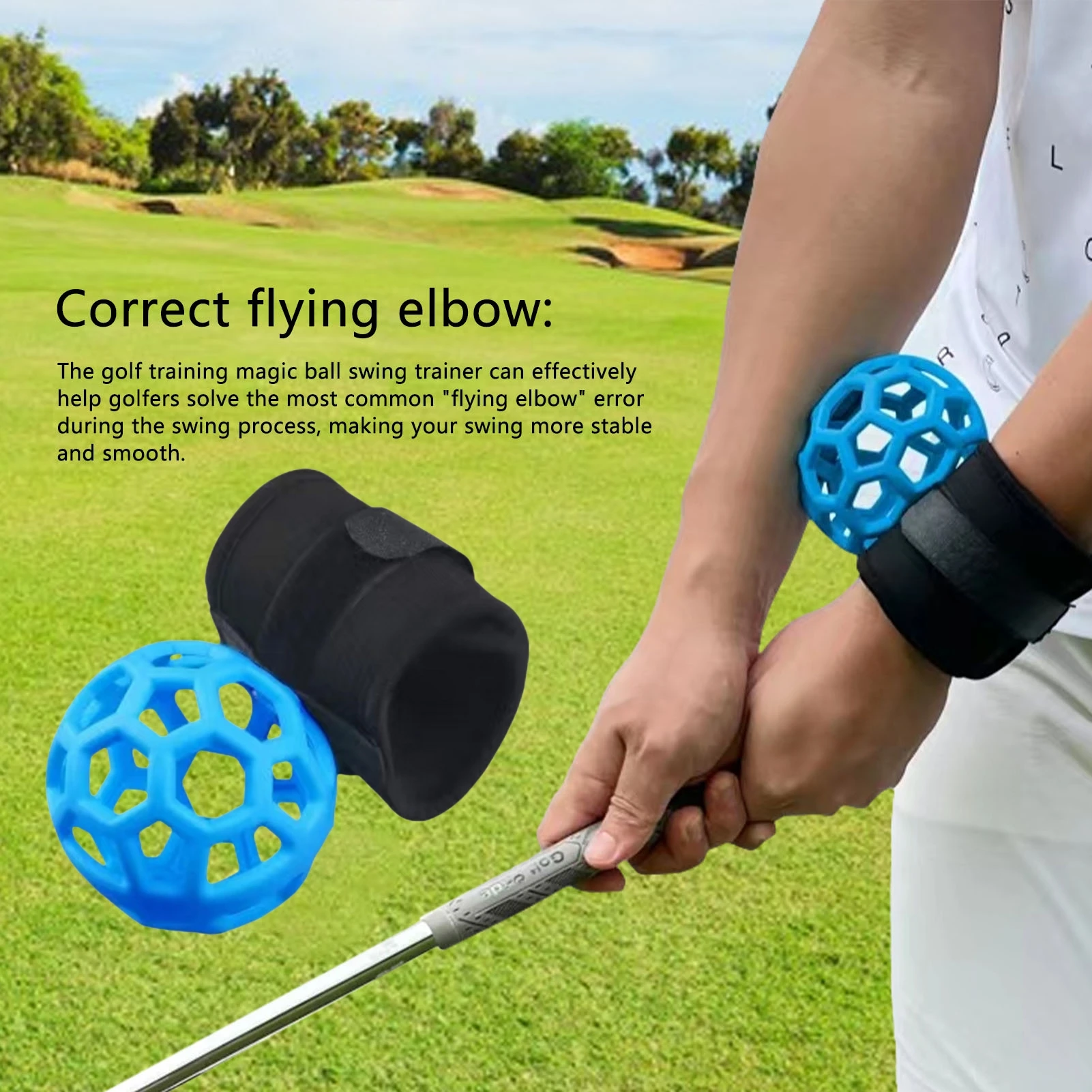 Pelota de entrenamiento de Swing de Golf portátil, Corrector de postura de Swing de Golf, pelotas de ayuda para entrenamiento, funda de muñeca ajustable, pelota de entrenamiento de Golf