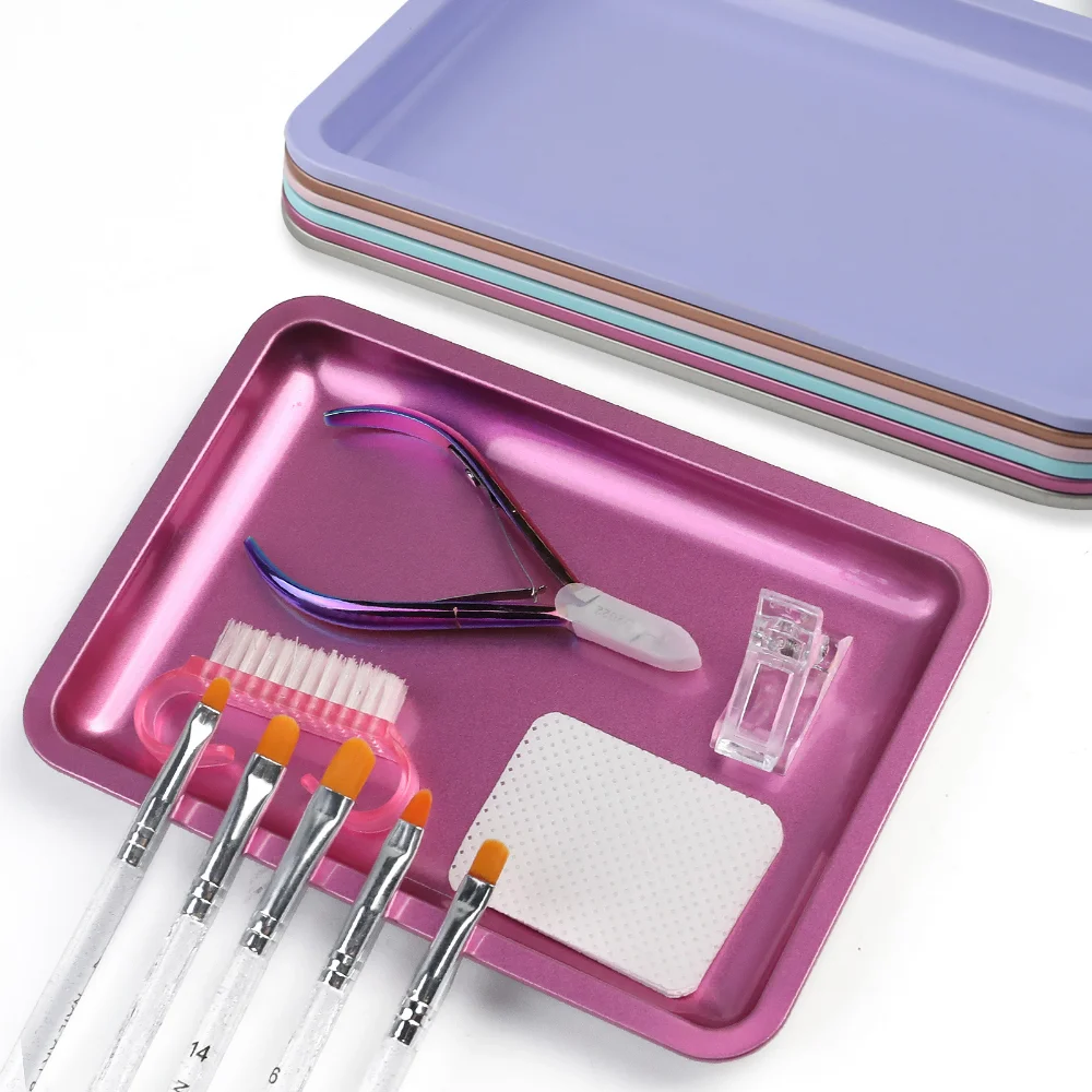 New Stainless Steel Cosmetic Storage Tray Nail Art Equipment Plate Doctor Surgical Dental Tray False Nails Dish Tools