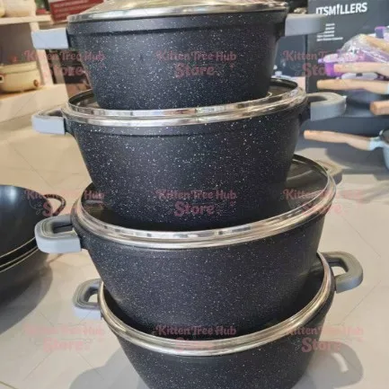 7 Sizes Die-cast Non-stick Stock Pot Set Composite Bottom Maifan Stone Coated Cooking Pot Large Capacity Cookware Set