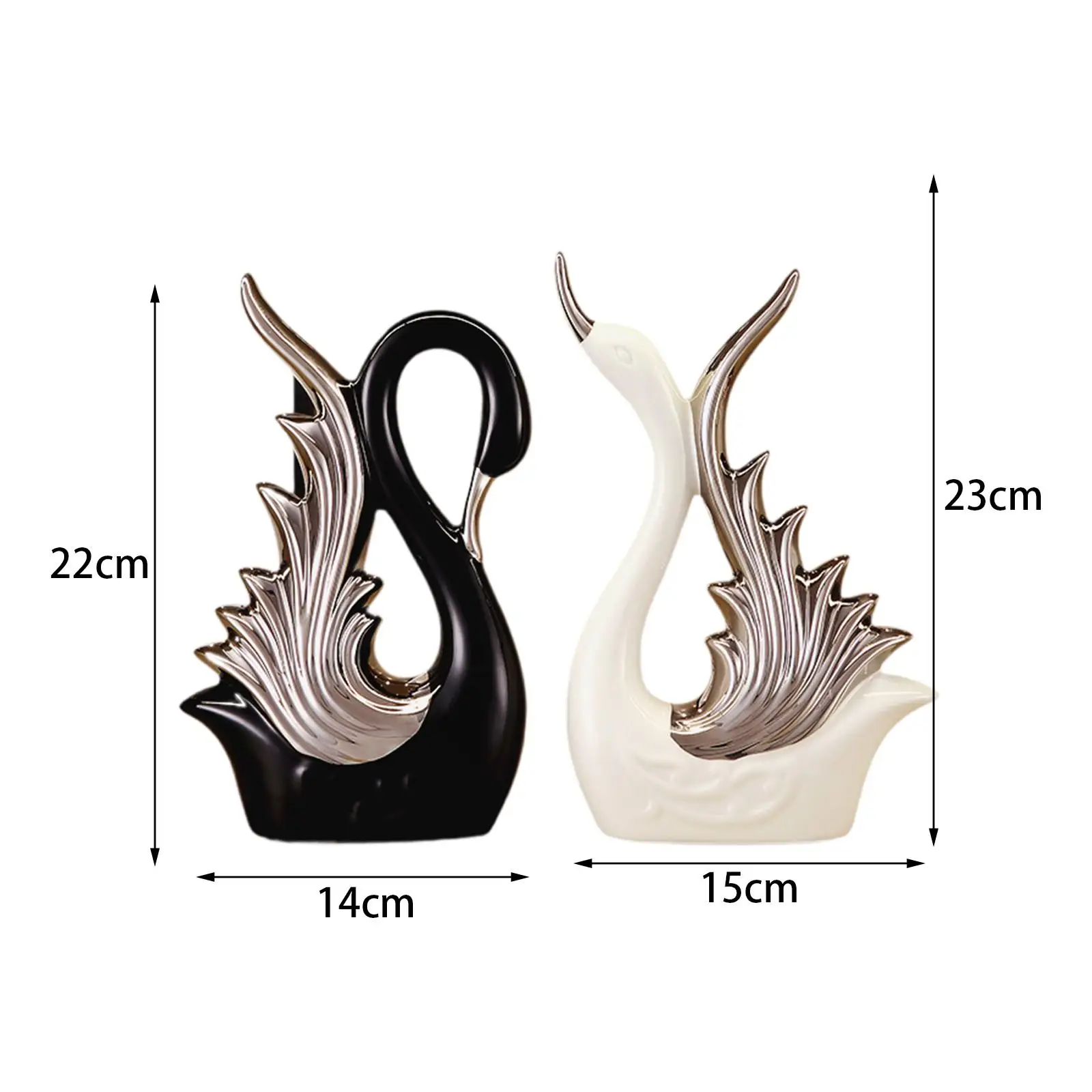 2 estatuas de cisne, escultura de cerámica, decoraciones de regalo de boda, adorno de mesa, estatua de cisne para cumpleaños, oficina, sala de estar