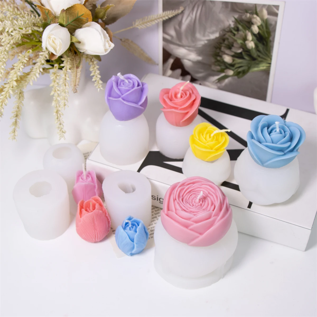 3D Tulpe Blume Kerze Silikon Form DIY Rose Blume Aromatherapie Kerze Seife Gips Form Perfekte Wohnkultur Urlaub Geschenk