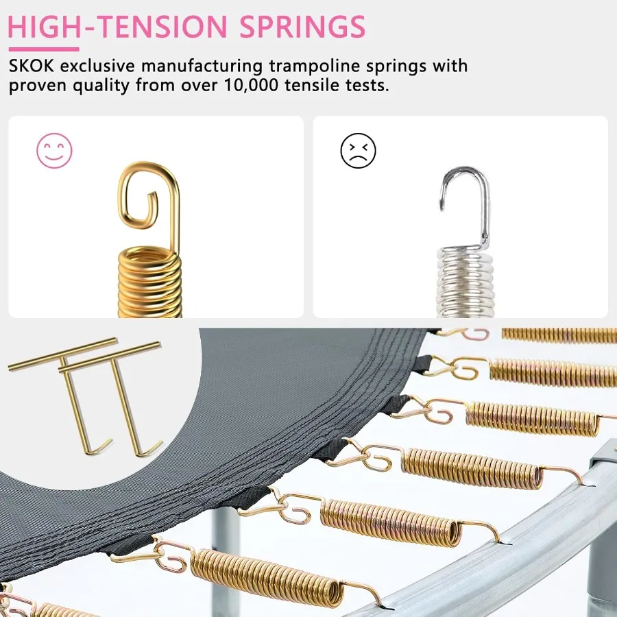 Trampolino da esterno con rete per un rimbalzo sicuro e divertente Supporta fino a 400 libbre e incontra i standard di sicurezza ASTM perfetti per il cortile Pl