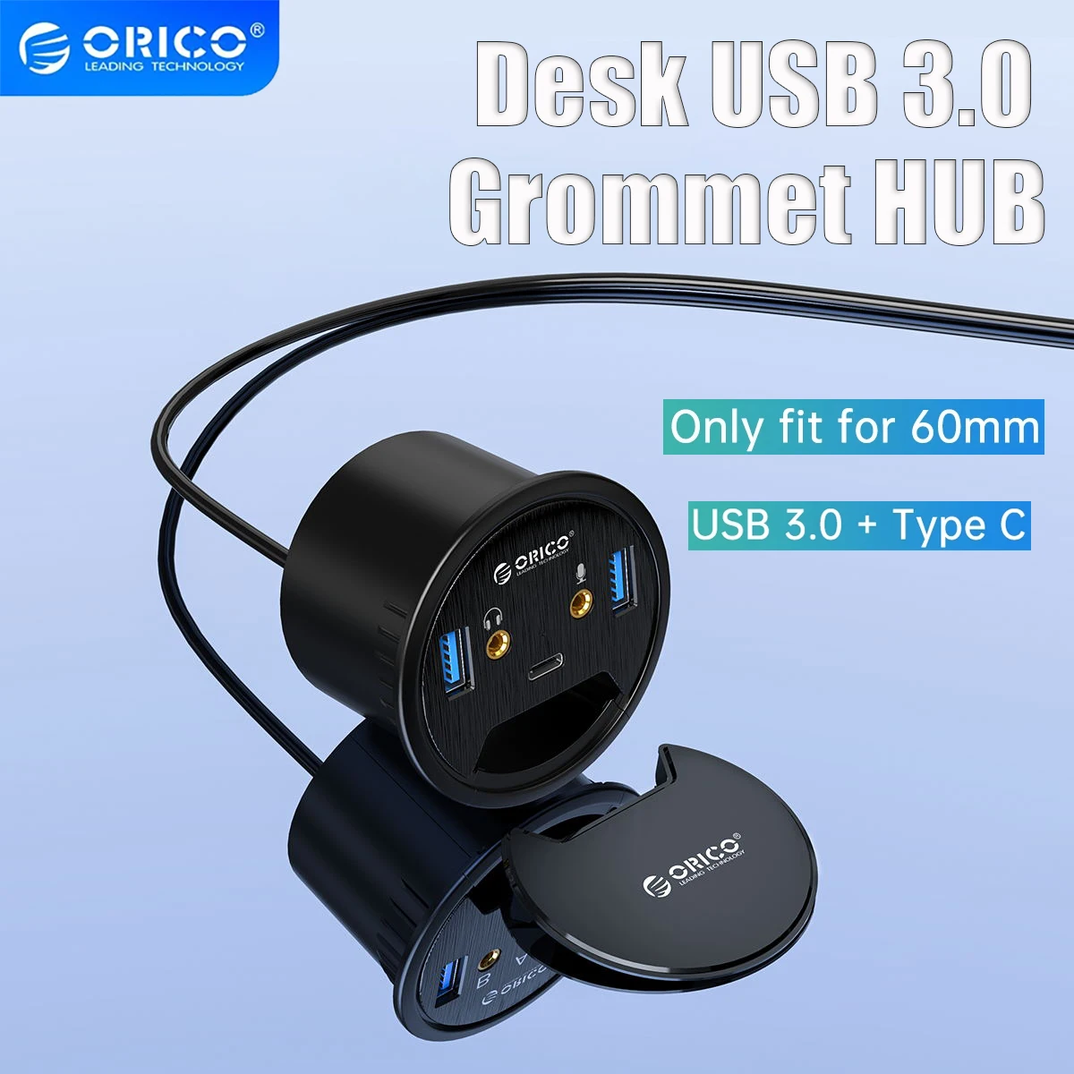 ORICO Desk Grommet USB 3.0 Hub Sound Card Type C Splitter SD TF Dock Station Headphone Mic Audio Interface for Laptop usb hub