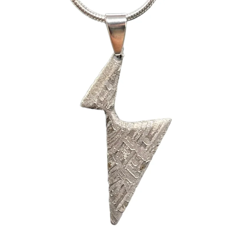 Muonionalusta Iron Meteorite Lightning Shape Pendant Natural Widmanstatten Pattern Meteorite Jewelry Collection LK543