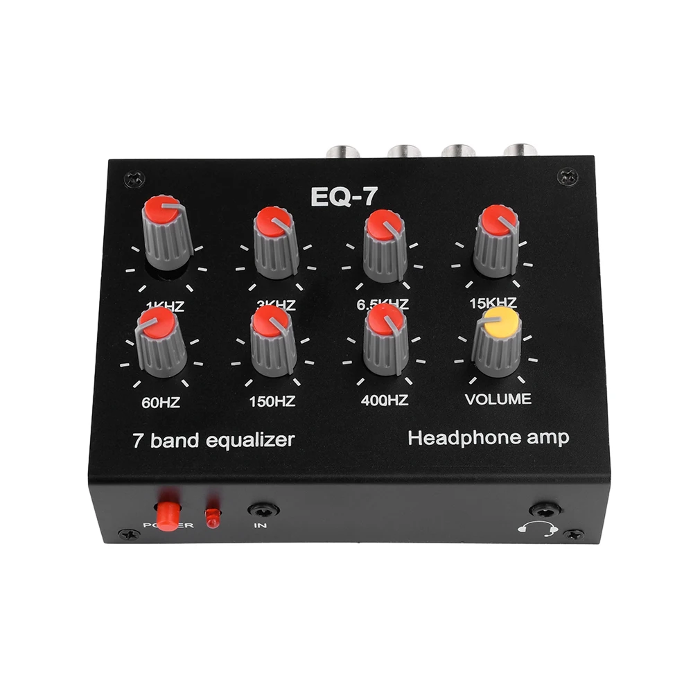 Preamplificador de señal de Audio DC5-12V EQ-7, ecualizador de 7 bandas, ajuste de sonido de graves de escuela secundaria, amplificador de auriculares para teléfono y ordenador