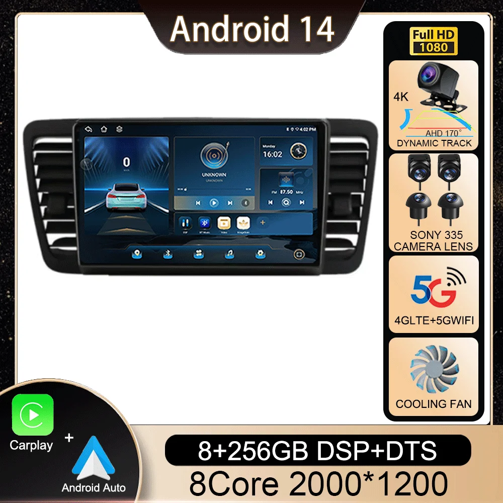 

Android 14 Car Radio Auto 4G+WiFi Carplay Multimedia Video Player Navigation GPS For Subaru Outback 3 Legacy 4 2003-2009 Stereo