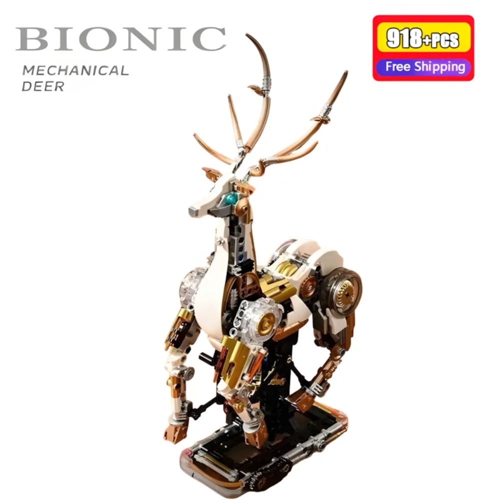 918PCS JQ1143 Mechanical Deer Building Blocks Smart Assembly Animal Model Construction Bricks Collectors Display