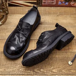 Hanamde Mens Casual Leather Shoes 2024 New Style Fashion British Trend Designer Genuine Cow Leather Derby Dress Shoes for Male