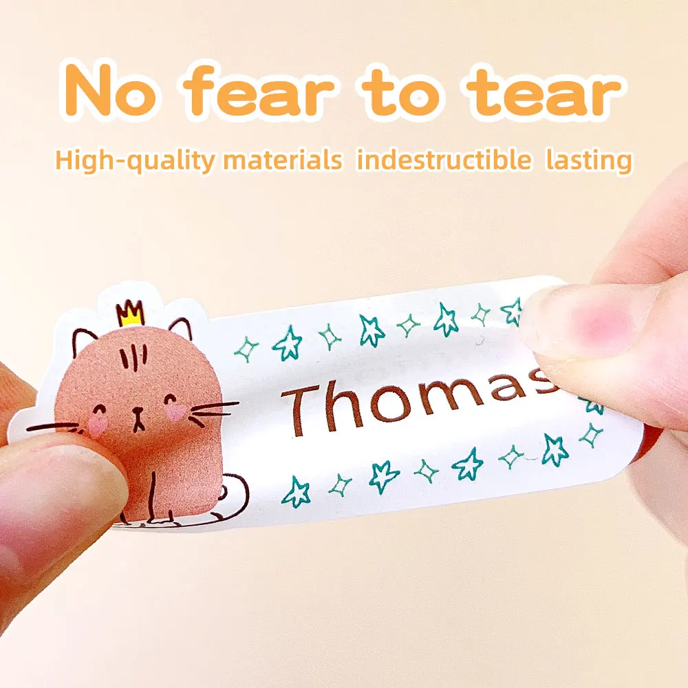 Custom Waterproof  Iron on Name Sticker for Kids School Clothes Personalized Clothing Tags Transparent Label Child Washi Sticker