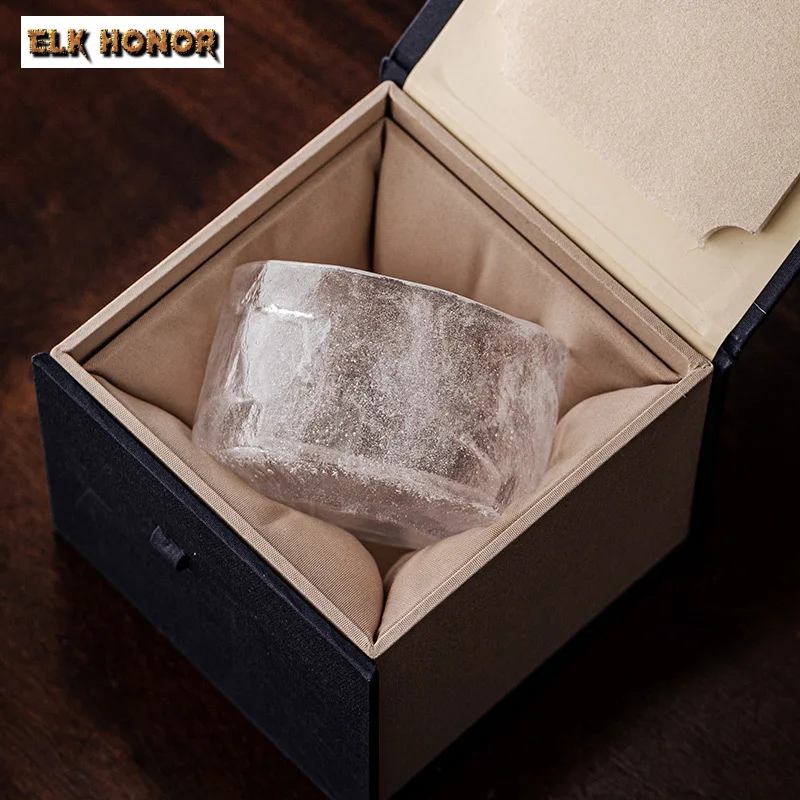 200ml High End Glass Teacup Handmade Frozen Burnt Ice Rock Cup Tea Tasting Mug Personal Master Cup Chazhan Kung Fu Set Gift Box