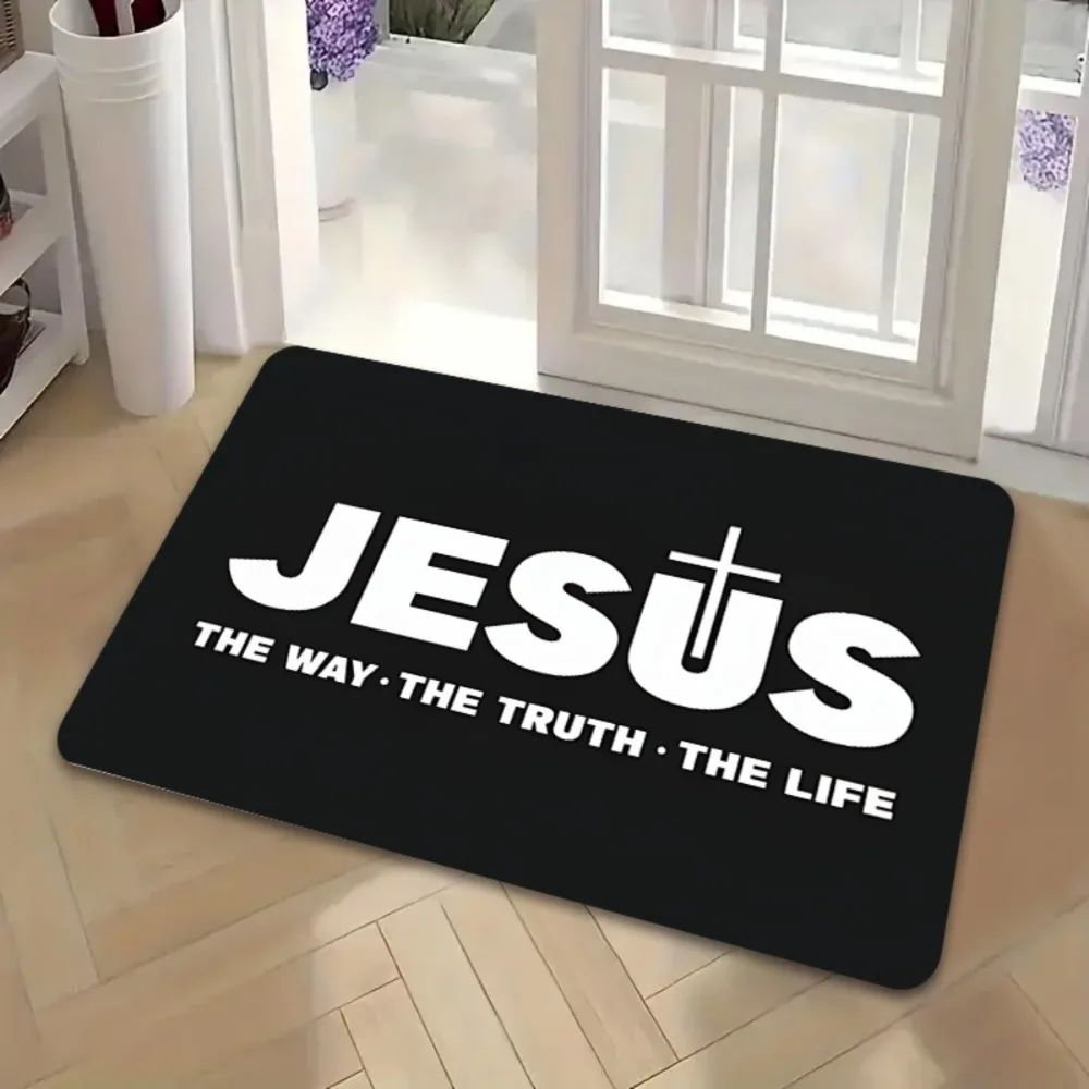 JESUS Doormat Christian Faith Quote The Way The Truth The Life for Front Door Entryway Non Slip Durable Floor Mat Perfect Gift