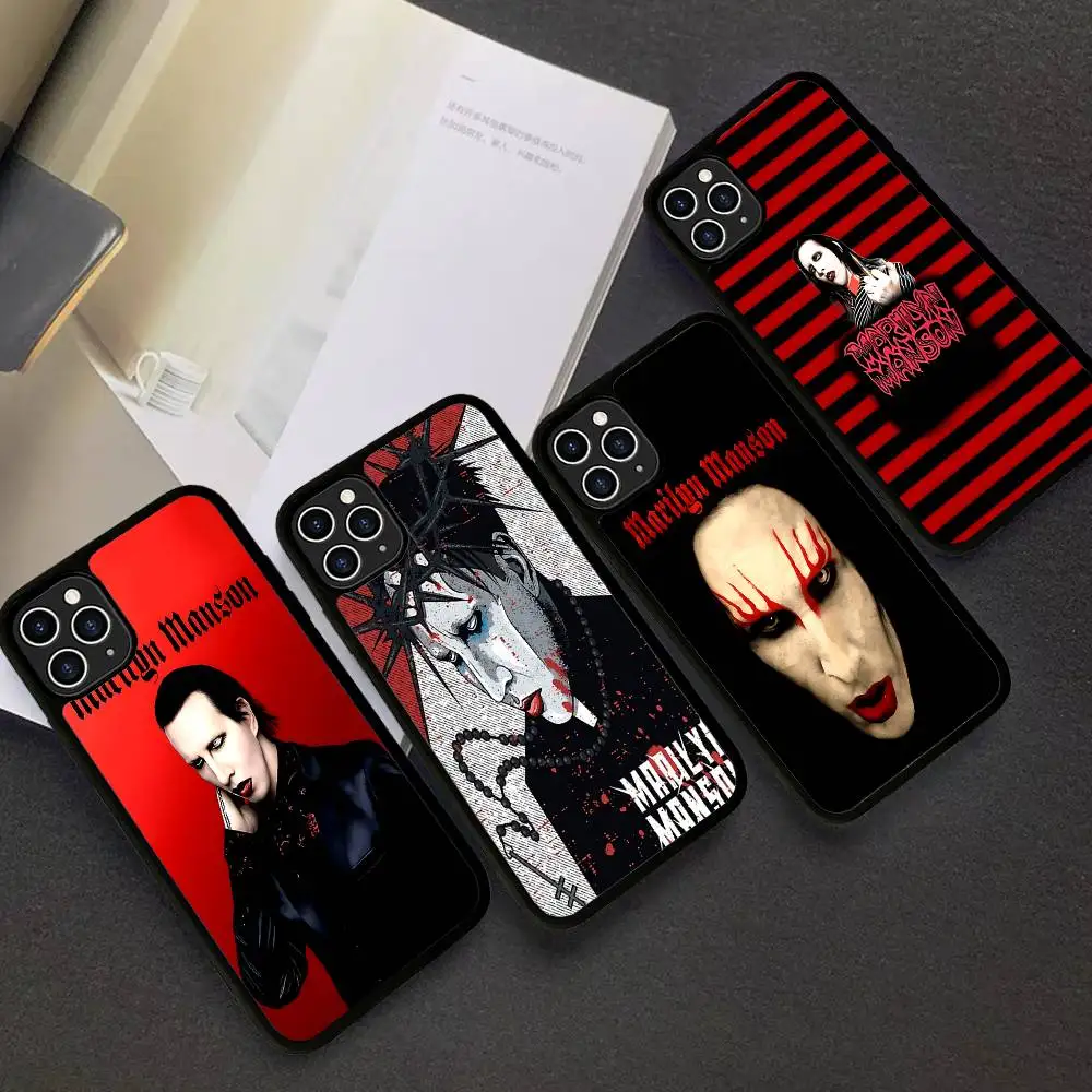 Singer M-Marilyn M-Manson Phone Case For iPhone 16 Pro Max 15 14 Plus 14 13 12 11 17 PC+TPU Cases Back Cover