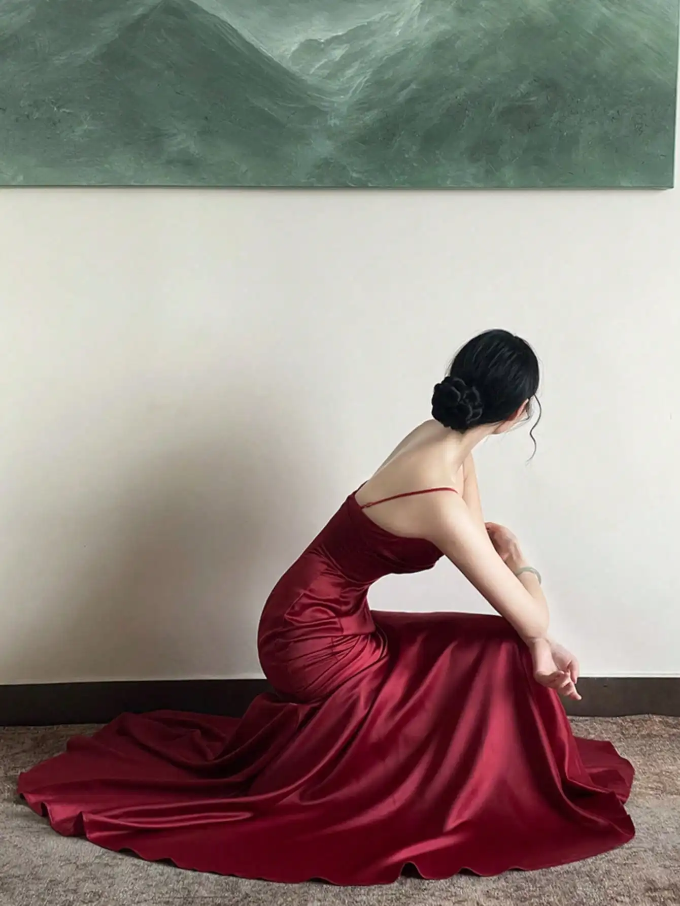 فساتين سهرة نسائية أنيقة باللون الأحمر ماكسي عتيقة على شكل حرف A أنيقة ضيقة لحفلات أعياد الميلاد وحفلات الزفاف وحفلات الزفاف للصيف