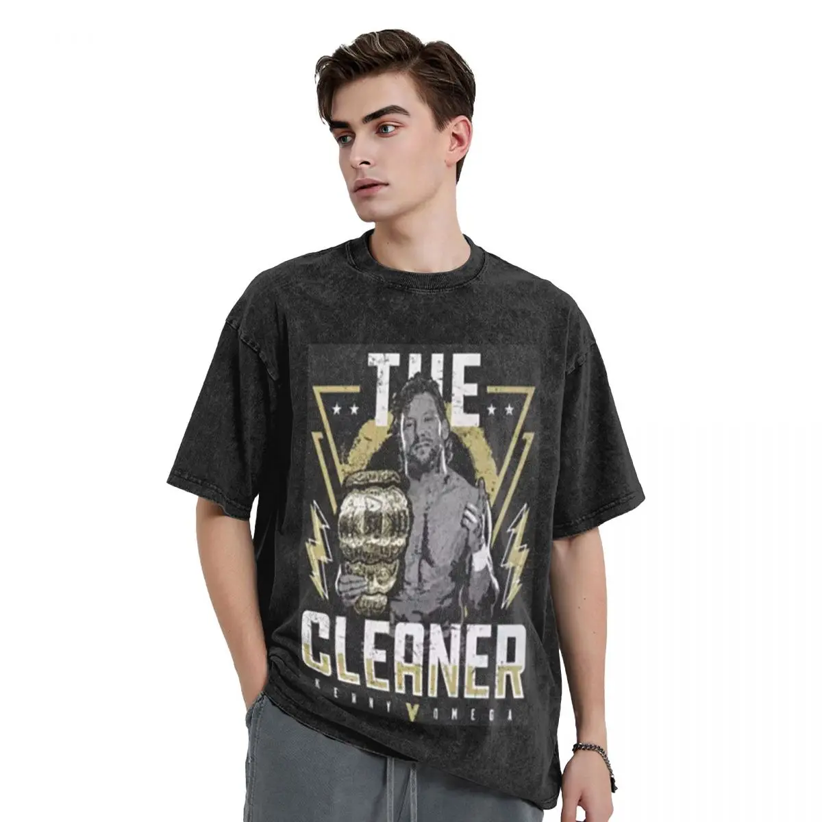 Kenny Omega Kenny The Champ Washed T Shirts Vintage Short Sleeve Hip Hop T-Shirt Streetwear Tops Tees for Men Women