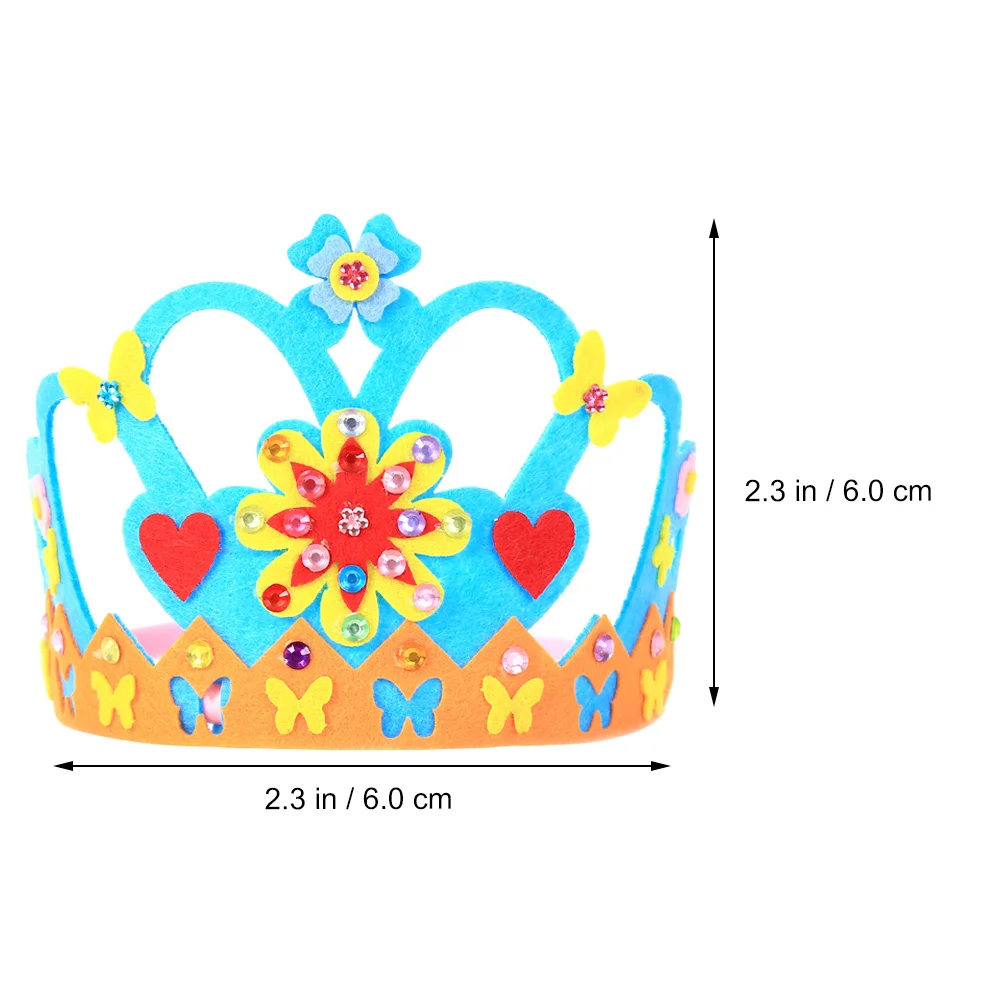 

6 Sets Princess Crown Hat DIY Craft Kit Birthday Party Accessories Kids Tiara Decorations Easy Assemble Bright Colors Nonwoven