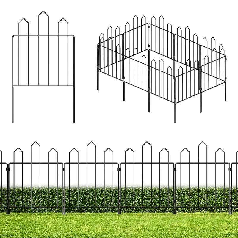 Garden Fence 10 Pack, 10.5ft L x 23.6in H, Rustproof Metal Wire Decorative Border for Outdoor Yard, Small Animal Barrier for Dog