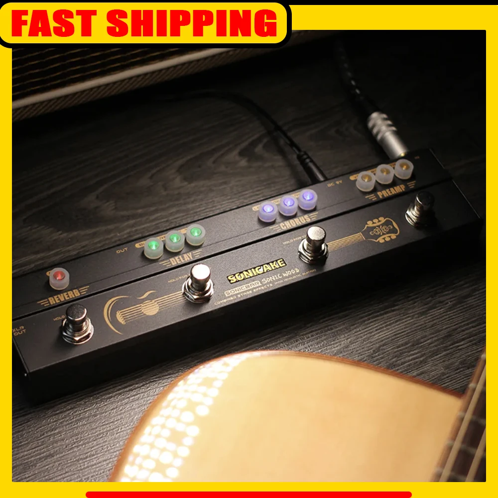 SONICAKE Sonic Wood Acoustic Guitar Preamp DI Box Multi Effects Chorus Delay Педаль реверберации с выходом XLR QCE-50