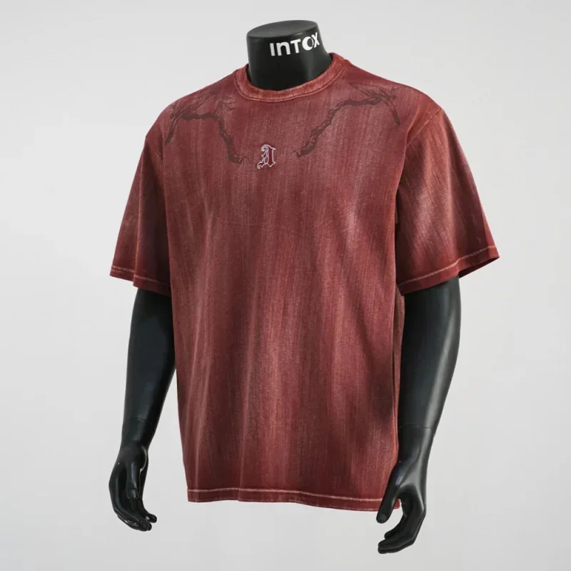 

Постиранная винтажная футболка для мужчин, лето 2026, модный тренд, бренд, ретро, нишевый дизайн, персонализированный уличный повседневный топ