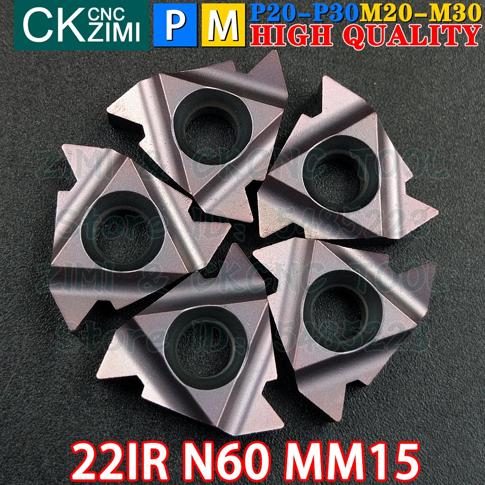 22IR N60 MM15 3.5-5.0 inserti in metallo duro Sinistra destra Inserti filettati filettatura esterna interna Utensili RT22.01N N60P MMT22IR N60 CNC Utensili per tornitura in metallo