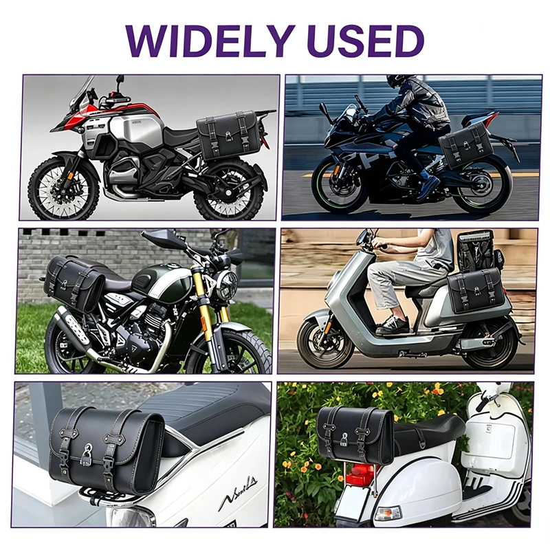 Wasserdichte Motorrad-Satteltasche mit Zahlenschloss, Diebstahlschutz, Schwarz, universell einsetzbar, großes Fassungsvermögen, Werkzeug für Harley, Yamaha, Suzuki. – Detail 9