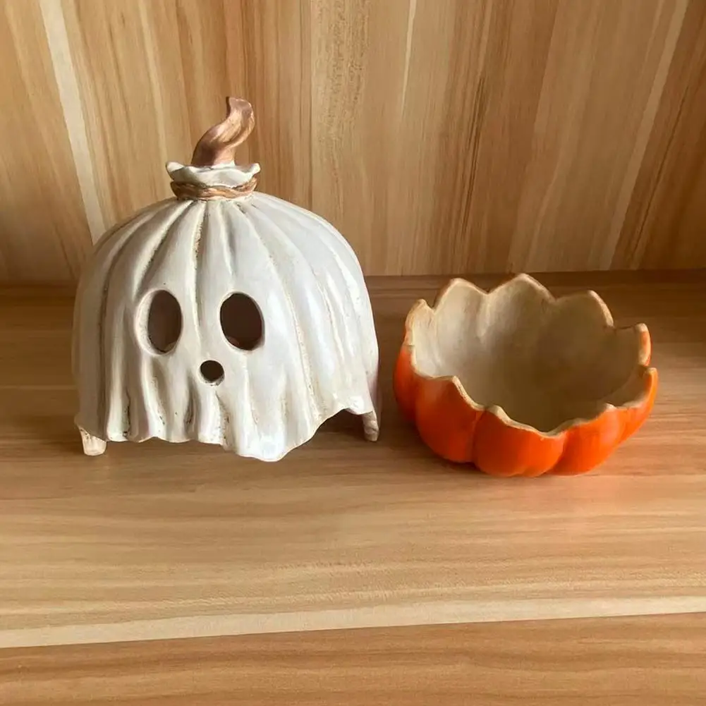 Halloween Pumpkin Candy Candlestick Resin Pie Decoration Courtyard Desktop Decoration Candy Storage Can 30cm 2026 New Decor