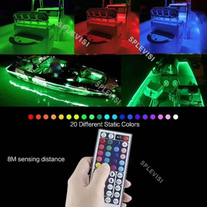 

Colorful LED Boat Light Kit, 44key Reote Control Marine Pontoon Lights,Under Gunwale Light RGB Color Changing Led Strip Lights,