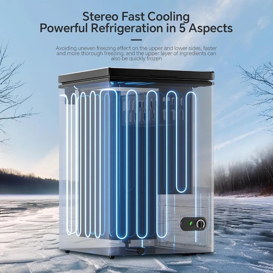 Congelatore a pozzetto compatto da 3,5 piedi cubi con 2 cestelli rimovibili per la cucina di casa, l'ufficio e il bar, l'apertura superiore indipendente