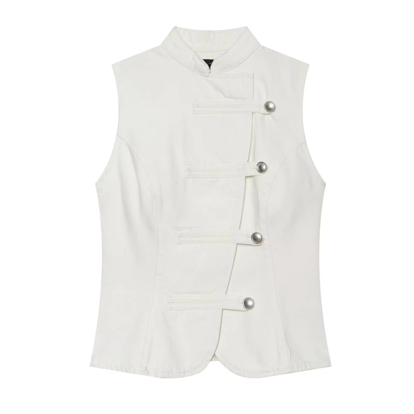 BSAY Women's New Chinese Style Denim Vest Sleeveless Stand Collar Frog Button Slim Fit Waistcoat 2026 Summer Casual Streetwear
