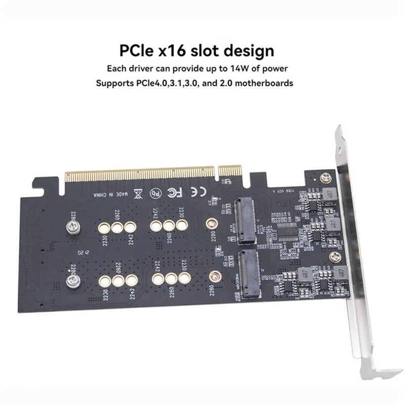 

AEE7-M.2 M Key SSD To Pcie X16 4 Bay Split Array Card 4X32gbps For M.2 NVME PCI-E 2230 2242 2260 2280 SSD Adapter Card